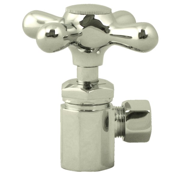 Westbrass Cross Handle Angle Stop Shut Off Valve 1/2-Inch IPS Inlet W/ 3/8-Inch Compression Outlet in Polished D103X-05